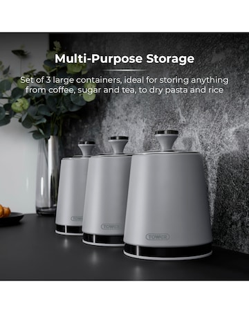 Tower Sera Set of 3 Canisters Grey