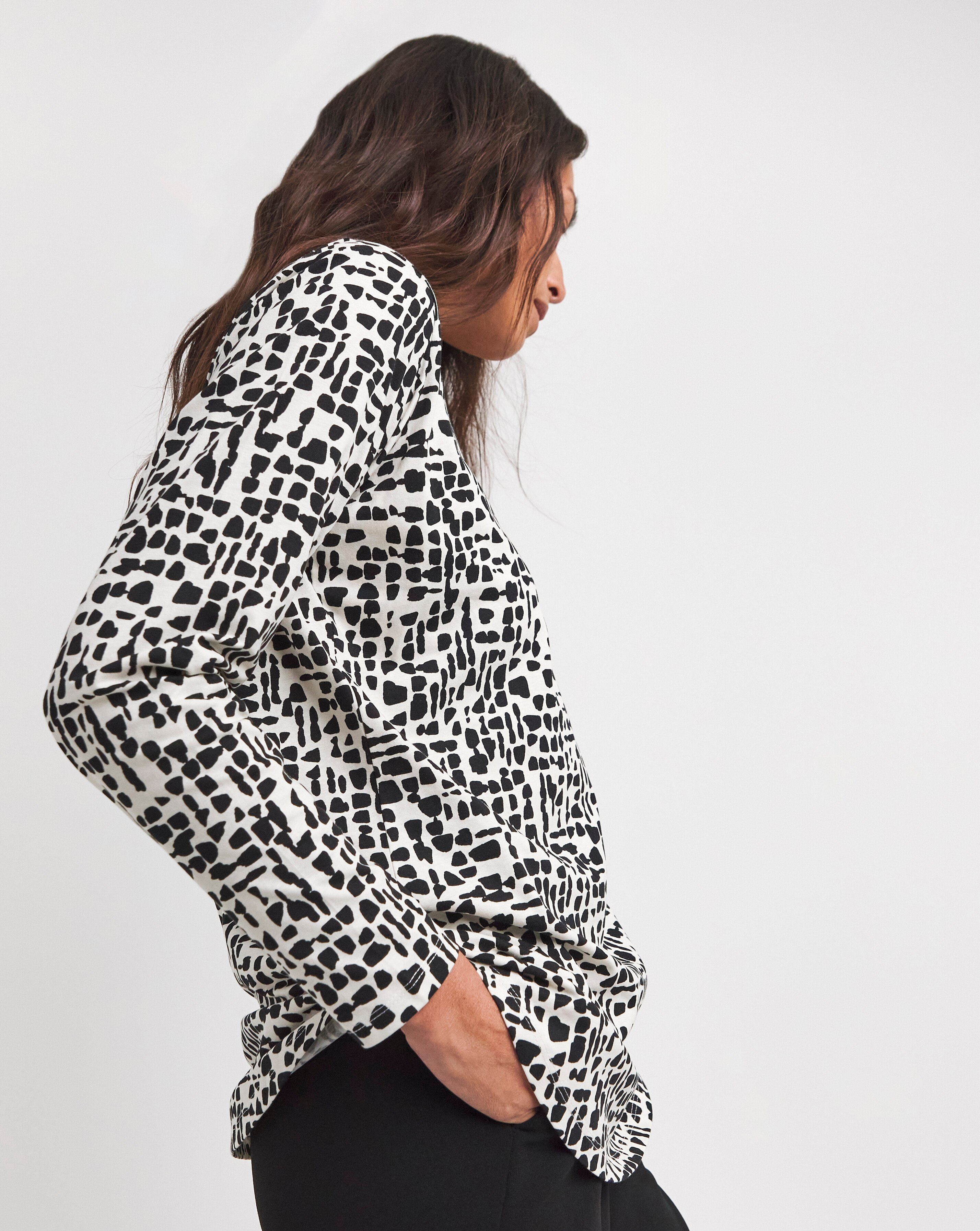 Pure Cotton Longline Long Sleeve Curved Hem