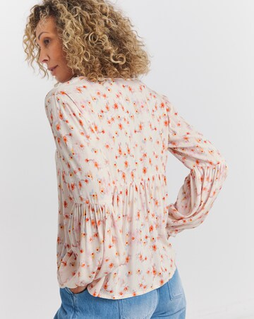 Ditsy Multi Print Crinkle Smock Top