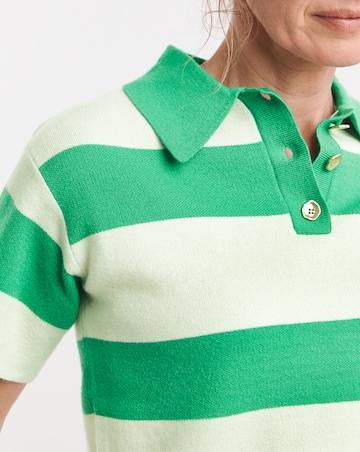 Green Stripe Short Sleeve Jumper
