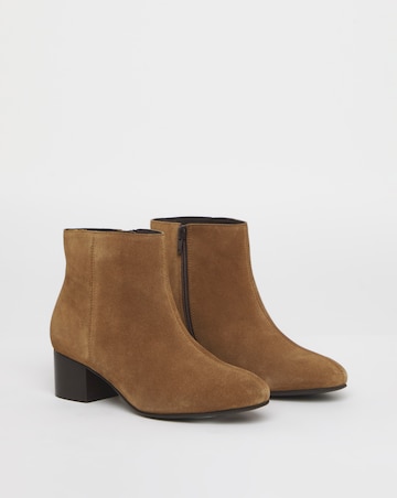 Chiba Suede Low Block Heel Ankle Boot - Wide Fit (E)