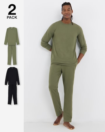 2 Pack Long Sleeve Open Hem PJs