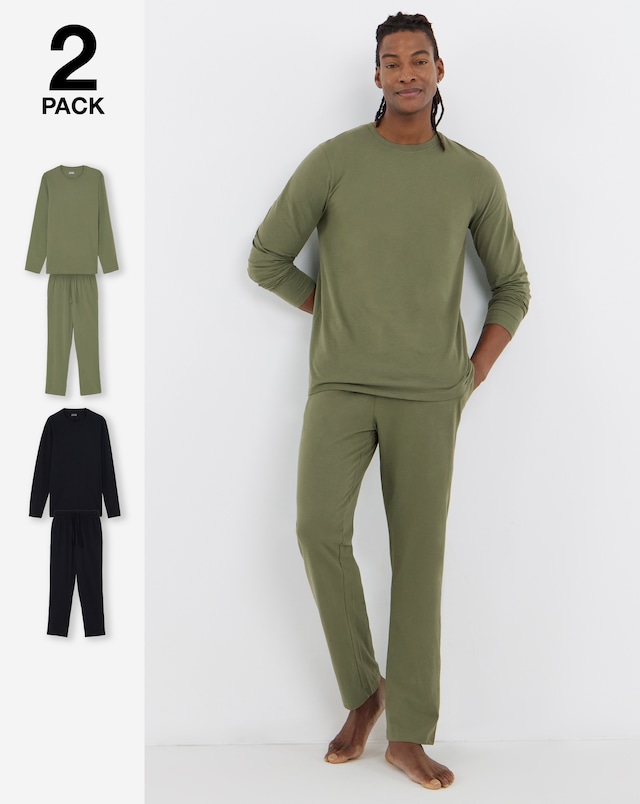 2 Pack Long Sleeve Open Hem PJs