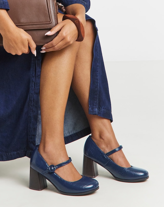 Elodie Vintage Mary Jane Platform Court Shoes - Extra Wide Fit (EEE)