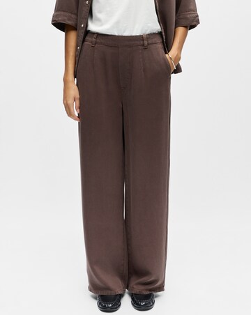 Object Brown Mid Waist Wide Leg Trouser