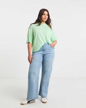Green Slub Texture Slouchy T-Shirt