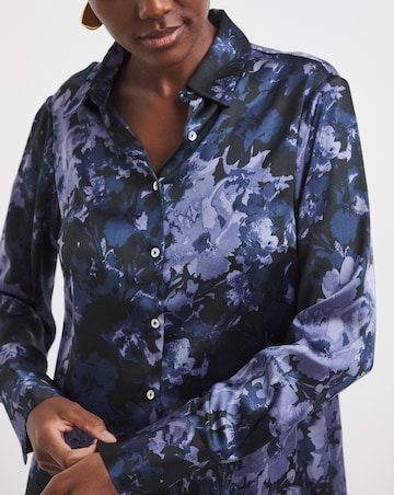 Printed Classic Satin Long Sleeve Shirt