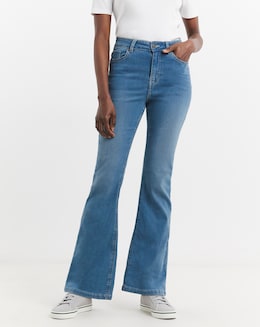 Simply Be Kim Mid Blue High Waist Super Soft Bootcut Jeans