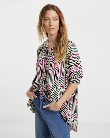 Womens Printed Oversized Blouse - Abstract Print