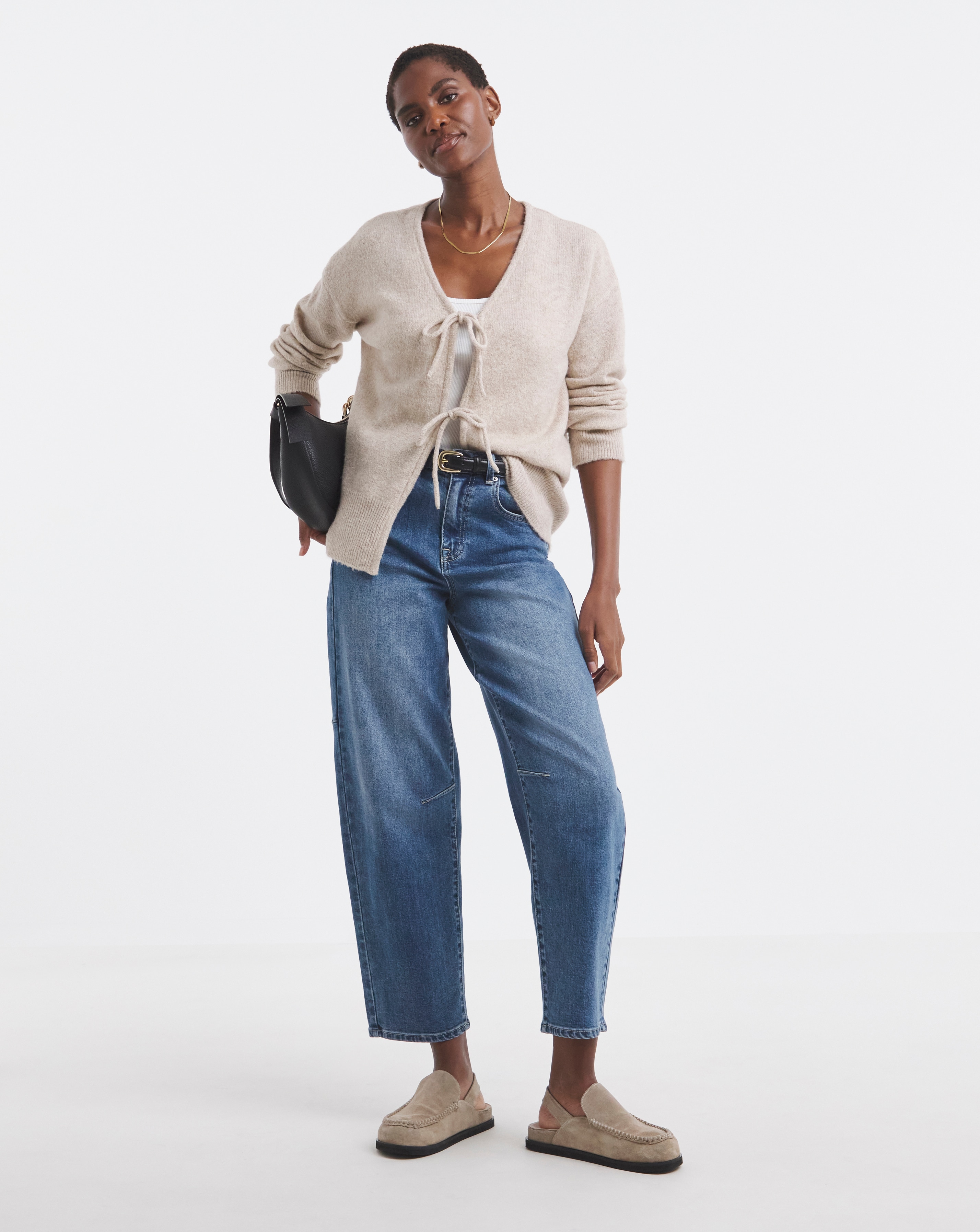 Cosy Yarn Oatmeal Tie Front Cardigan | JD Williams