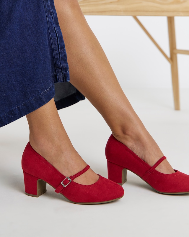Lorraine Low Block Heel Mary Janes - Wide Fit (E)