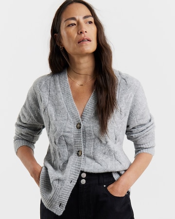 Grey Marl Cable Cardigan