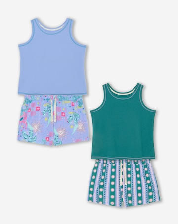 Pretty Secrets (2 Pack) Rib Vest Pyjama Short Sets