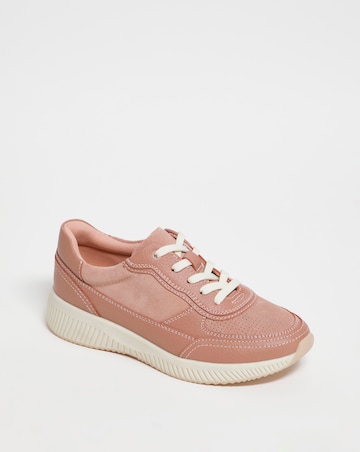 Leather Lace Trainer - Wide Fit (E)