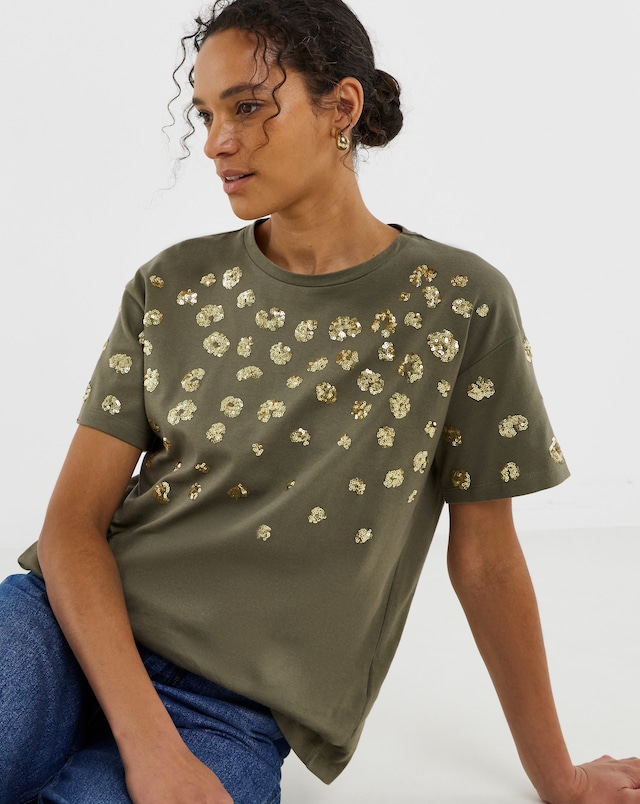 Cluster Embellished Longline Top