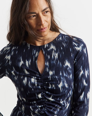 Ruched Front Ruched Sleeve Jersey Maxi Dress