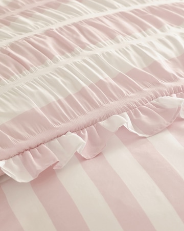 Catherine Lansfield Seersucker Frill Stripe Duvet Cover Set
