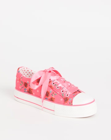Joe Browns Pink Lace Up Platform Trainers -Extra Wide Fit (EEE)