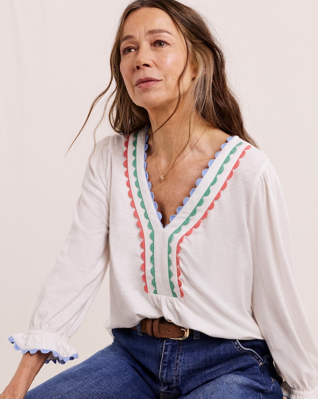 Julipa Cotton Embroidered Jersey Blouse