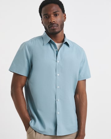Short Sleeve Linen Blend Shirt