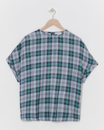 Check Boxy Short Sleeve Top