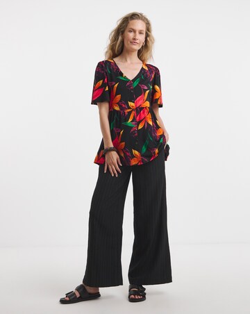 Angel Sleeve Button Front Longline Top