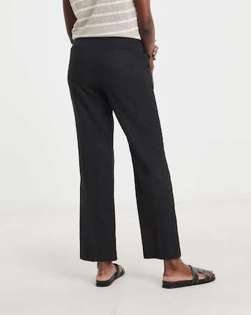 Black Linen Mix Straight Leg Trousers