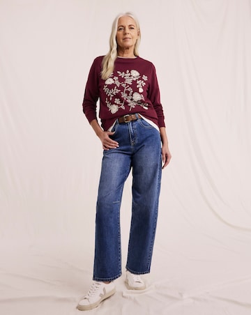 Julipa Pure Cotton Floral Embroidered Sweatshirt