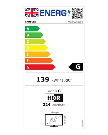 Samsung UE75CU8000KXXU 75in Crystal UHD 4K HDR Smart TV