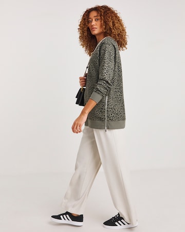 Printed Side Zip Longline Sweatshirt