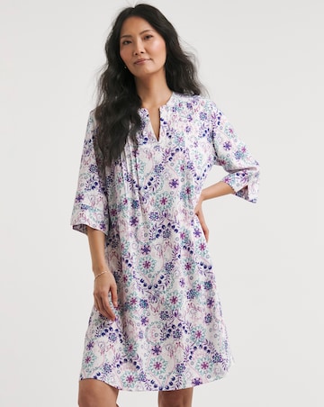 Julipa Pintuck Linen Mix Shift Dress