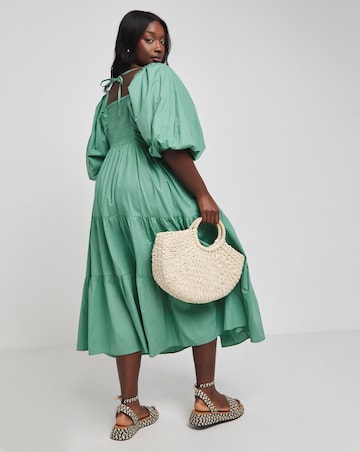 Nobody's Child Green Ruby Smock Midi Dress