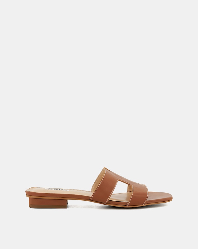 Dune Loupe Leather Slider Sandal Wide Fit