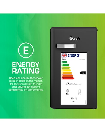 Swan SR11035BNE Retro Under Counter Fridge 90L - Black