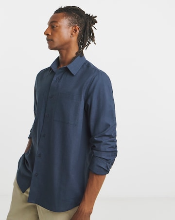 Long Sleeve Linen Blend Shirt Long