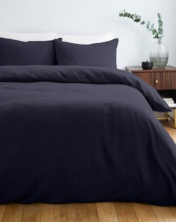 Cotton Crinkle Muslin Duvet Set - Midnight