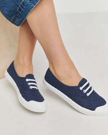 Birney Lace Up Plimsole Trainers - Wide Fit (E)