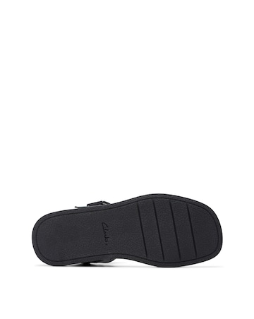 Clarks Black Alda Strap Leather Sandal -Wide Fit (E)