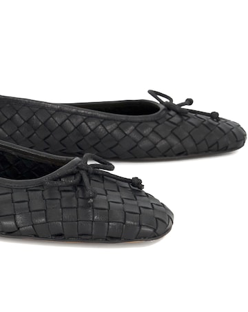 Dune Black Heat Woven Ballet Flats - Wide Fit (E)