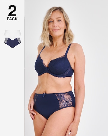 Pretty Secrets (2 Pack) Ella Lace Brief Knickers Navy/White