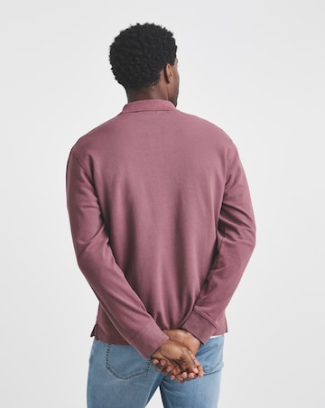 Union Garment Dyed Long Sleeve Polo-Burgundy