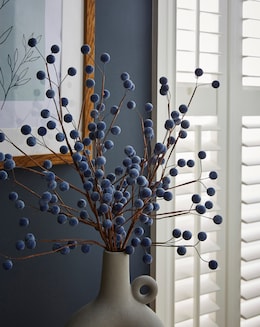Frosted Blue Berry Stems - Set of 3