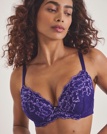 Ann Summers Sexy Lace Planet Two-Tone Plunge Bra Dark Purple