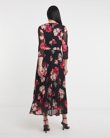 Mesh Pleated Ballet Slash Neck Dress