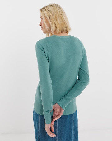 Teal V Neck Cardigan