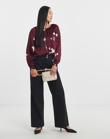 Printed Satin Raglan Sleeve Blouse