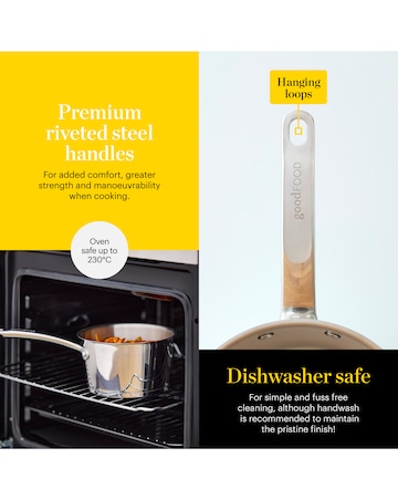 Tower x Good Food Stainless Steel 3 Piece Saucepan Set