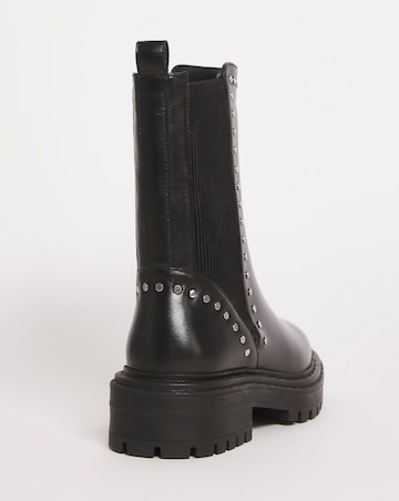 Leather Elasticated Boot With Stud Detail EEE Fit