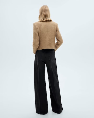 Mango Tweed Jacket with Stand Up Collar