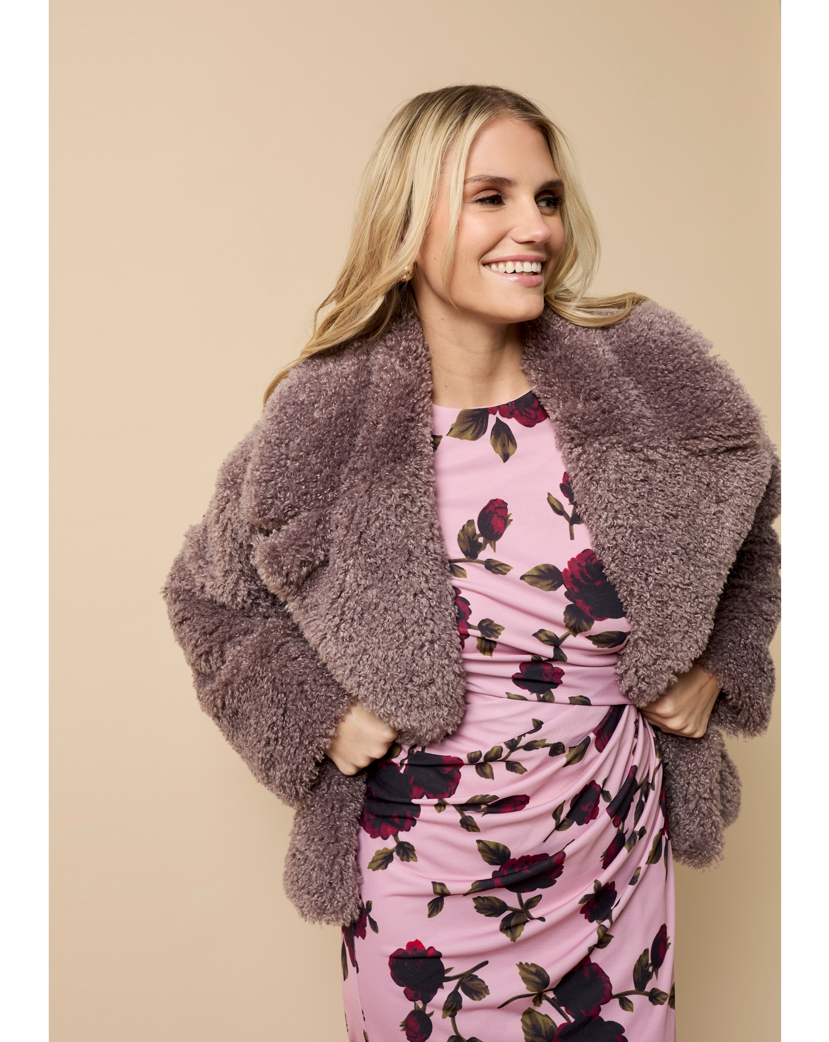 Brown Tipped Faux Fur Jacket | JD Williams